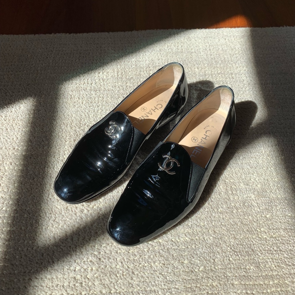 Chanel Black Patent Moccasin Loafer